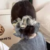 Scrunchie Estampado de Leopardo Estilo Coreano para Outono, Elástico de Cabelo de Coque de Alta Qualidade, Acessório de Cabelo Versátil Oversized