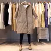 Abrigo de Algodón Acolchado con Patrón de Diamantes Estilo Artístico Talla Grande Invierno 2026, Chaqueta de Algodón Gruesa Cálida Casual Holgada de Longitud Media