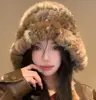 Gorro de Punto de Pelo de Conejo para Mujer Otoño e Invierno Nuevo para Cabeza Grande Resistente al Desgaste Gorro de Lana Holgado Engrosado Cálido Sombrero de Pescador Tipo Cubeta Moderno