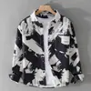 2026 Estampa Texturizada Marca da Moda Camisa de Manga Longa Masculina Primavera Outono Novo Estilo Design de Estampa Completa Senso de Design Camisa Casual Jaqueta