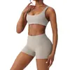 Sujetador Deportivo Europeo y Americano sin Espalda para Mujer, Profesional con Almohadillas en el Pecho, Chaleco Deportivo para Vestir, Pantalones Cortos de Moda, Conjunto de Yoga Adelgazante