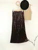 Falda Negra de Terciopelo con Perforación Caliente de Longitud Media Forma A Otoño e Invierno para Mujer Cintura Suelta Adelgazante Recta Falda Pequeña Elegante 9210