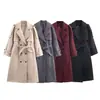 Ins ropa para mujer estilo europeo al por mayor otoño nueva llegada temperamento retro con cordones suelto largo abrigo de lana 1255892