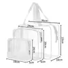 Set Portátil Transfronterizo de Tres Piezas de Bolsas Cosméticas Transparentes de PVC, Bolsa de Aseo de Viaje Impermeable con Cremallera de Gran Capacidad