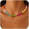 Collar con colgante de letra de 14 quilates para mujer, joya de piedras preciosas de colores, joyería de playa de verano, gran oferta en Amazon