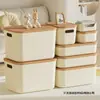 Caja de almacenamiento de escritorio, organizador de bocadillos y juguetes, cesta de almacenamiento rectangular para el hogar, caja de almacenamiento de cosméticos con tapa, contenedor de almacenamiento