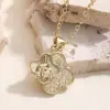 Collar Colgante Geométrico de Cobre Chapado en Oro de 18K Zirconia María Aogu Venta Cruzada Caliente Cadena de Clavícula Elegante de Nicho para Mujer