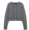 Conjunto de Chaqueta de Punto de Manga Larga con Cuello Redondo y Falda Mini Elástica de Cintura Alta para Mujer, Nuevo Estilo Primavera 2026 3920557