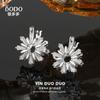 Pendientes de botón de copo de nieve exquisitos de plata de ley s925 para mujer con incrustaciones de diamantes, nuevos de otoño e invierno 2024, pendientes de diseño elegante de alta calidad