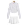 Traje de protección solar de verano para mujer Spice Girls Cuello vertical Delgado Ropa de Yoga Chaqueta cárdigan de manga larga Falda plisada deportiva de seda helada