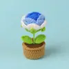 Flor de Lã Girassol Tecida à Mão Pequeno Vaso Tulipa Rosa Acabada Arranjo de Flores Ornamentação de Mesa Presente