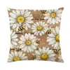 Funda de Almohada Nueva Primavera/Verano 2026 Sin Relleno Estampado de Margarita y Abeja Funda de Almohada para Sofá de Sala de Estar Estilo Rústico Cojín