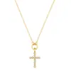 Collar Pulsera Europeo Más Vendido Joyería para Mujer Sentido de Diseño de Nicho Circonita Micro-pavimentada Cruz Versátil Cadena para Clavícula de Lujo Ligero