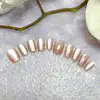Uñas Postizas de Color Sólido con Purpurina Estilo Cat-Eye, Rosa Nude Suave y Elegante Arte de Uñas Hecho a Mano, Juego de 10 Piezas de Uñas Postizas Cortas Cónicas
