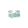 Anillo Abierto de Lujo Ligero Retro para Mujer, Color Plateado con Circonia Microincrustada, Anillo para Dedo Índice, Estilo Minimalista Único, Anillo de Diseño de Nicho