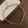 Colar de Suéter com Contas de Pedra Ágata Vermelha Turquesa Natural para Mulheres, Acessórios de Camada para Primavera, Corrente de Clavícula de Alta Qualidade