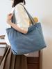 Nuevo bolso de mezclilla lavado de color sólido de gran capacidad, bolso de hombro combinable para estudiantes, bolso de mano informal artístico para mujer