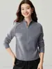 Suéter de punto 100% cachemira pura con media cremallera y cuello alto para mujer, nuevo suéter de cachemira slim-fit para otoño/invierno, capa base