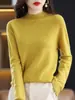Suéter de Cachemira para Mujer Otoño e Invierno, Suéter Holgado de Cuello Medio Alto de Cachemira, Suéter Base de Lana Versátil, Engrosado