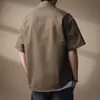 Camisa de Trabajo Resistente de Algodón Puro Estilo Retro Americano para Hombre, Nuevo Estilo de Verano, Camisa Jacket Casual Holgada de Manga Corta, Moderna