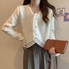 Estilo Nuevo Primavera y Otoño Estilo Japonés Dulce Reductor de Edad Botón de Perla Cárdigan de Punto para Mujer Estilo Pequeño Aroma Chic Tops Top Tendencia Estilo Coreano