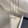 Corrente para Clavícula Feminina Anel Linha Quadrada Micro Diamante Prata de Lei S925 Elegante Moda 2021 Novo Simples Nicho Versátil