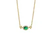 Colar de ouro de areia do Vietnã luxo leve alta qualidade imitação de esmeralda oval corrente clavicular feminina estilo europeu e americano joias resistentes à cor de longa duração