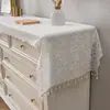 Funda de Tela Blanca de Encaje Moderno con Borlas para Mueble de TV Toalla para Sofá Mantel para Mesa de Comedor Mantel para Mesa de Café Cubierta Decorativa para Zapatero