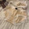 Bolinhas Creme~Outono e Inverno Retrô Francês Algodão Roupa Íntima Feminina Cintura Baixa Sexy Borda de Renda Algodão Puro Calcinhas