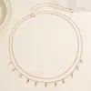 Joyería Transfronteriza Europea y Americana Cadena Corporal Sexy de Cruz con Borla Cadena Metálica Fina de Doble Capa Sencilla Versátil Cadena para Cintura para Mujeres