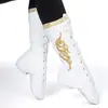 Botas Mongolas Niños Niñas Lado Flor Cuero Botas Lugar Escénico Actuación Examen Zapatos de Danza Clásica Hombres Xizang Zapatos Étnicos Botas de Baile Mujeres