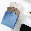 Suéter de cachemira de otoño e invierno para hombre, de grosor medio, sin costuras, para jóvenes, de cuello alto medio, de color sólido, ropa de primera línea, camisa de punto de lana, ropa exterior