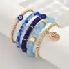 Pulsera de Concha de Palma con Ojo de Diablo y Perlas con Diamantes Ojo Turco Azul Ojo de Gato Pulsera Transfronteriza Más Vendida para Mujeres