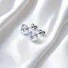 Nuevos Pendientes de Botón de Circonita de Cuatro Garras con Cierre de Mariposa Estilo Coreano Pendientes Versátiles Joyería de Moda de Acero Inoxidable