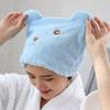 Urso Bordado Cabelo Seco Boné Bonito Absorvente de Água Secagem Rápida Turbante Dupla Face Coral Fleece Touca de Banho Limpe o Turbante Fábrica Reta