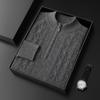 Suéter 100% Cachemir Puro de Montaña para Hombre Invierno Cuello Medio Alto Cremallera Cuello Vertical Tejido Jacquard Grueso Suéter Base Nuevo
