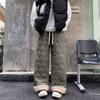 Calças quentes casuais de cordeiro à prova de frio para homens, calças soltas com padrão de cabaça, calças retas à prova d'água, calças de esqui com forro de lã