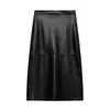 Amazon Comercio Exterior Transfronterizo Venta Caliente Ropa para Mujer Principios de Otoño Nueva Falda de Cuero de Cintura Alta Adelgazante Línea A de Longitud Media