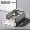 Bandeja para gatos de acero inoxidable semi-cerrada extragrande, inodoro para gatos con valla alta anti-salpicaduras, suministros para mascotas al por mayor