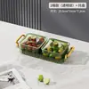 Bandeja de Frutas Dividida de PET Transparente con Borde Dorado de Lujo, Caja de Bocadillos Portátil para Sala de Estar, Plato Organizador para Clasificar Frutos Secos y Nueces