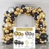Serie Oro Negro de Amazon Transfronteriza Set de Globos Tema Cumpleaños Cadena de Globos Combinación Decoración Arreglo para Fiesta Festiva