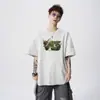 Camiseta Masculina de Algodão Puro Estilo Americano com Gola Redonda e Manga Curta, Verão 2026 Solta Casual Tendência Marca Par de Meia Manga