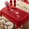 Mantel de Mesa Rojo para Boda 2026 Nuevo Modelo Compromiso Recién Casados Ambiente Festivo Mantel Decorativo con Palabras Felices Mantel para Mesa de Café