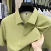 Camisa Polo Personalizada de Manga Corta para Hombre en Verano, Seda de Hielo Sin Costuras Casual de Negocios Color Sólido Fresca Solapa Camiseta de Manga Corta para Hombre
