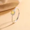 Anillo de Plata Pura S999 con Cubo de Azúcar y Cristal Amarillo para Mujer, Sensación de Lujo Ligero de Gama Alta, Diseño de Nicho, Anillo de Cola de Plata Pura al por Mayor