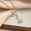 Accesorios de Playa de Estilo Europeo y Americano con Conchas y Estrellas Marinas, Versátiles y de Moda, Collar Sencillo de Acero Inoxidable para Mujer de Acero de Titanio, Cadena para Clavícula