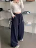 Pantalones anchos bordados para mujer, nuevo estilo primavera y otoño, de cintura alta, pantalones rectos casuales elegantes, pantalones de chándal holgados para danza jazz y deportes