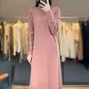 Nuevo Vestido de Punto de Lana Otoño e Invierno 2026 para Mujer, Vestido Cálido Largo por Encima de la Rodilla, Vestido Suéter Base Holgado