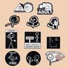 Serie de Palitos Blanco y Negro Qi He Set Creativo Inglés Juego de Rol Divertido Insignia Metálica Broche
