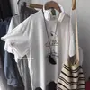 Camiseta Blanca de Manga Corta 100% Algodón para Mujer, Nueva Popular Tendencia Estilo Americano Marca Diseño Holgado Top de Media Manga 2026